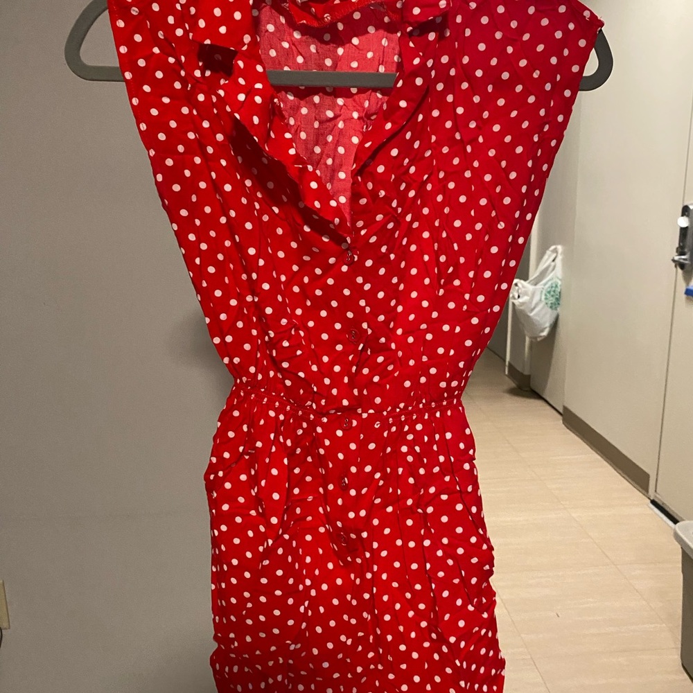 Sunny Girl Red and White Polka Dot Romper